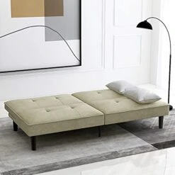 IULULU Futon Sofa Bed, Modern Convertible Armless Sleeper Couch Daybed For Studio, Apartment, Office, Small Space, Compact Living Room, Sage Grey -Songmics Furniture Shop 41EWivfSJPL
