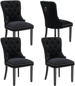 HNY Velvet Upholstered Dining Chairs, Set Of 6 Dining Room Tufted Chair, Modern Button Tufted Armless Chairs With Nailhead Trim And Back Ring Pull(Navy Blue) -Songmics Furniture Shop 41EbviN7vvL. AC