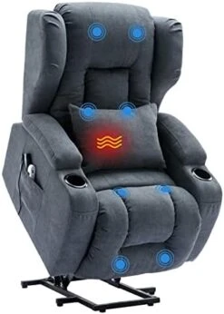 OBBOLLY Power Lift Recliner Chair For Elderly, Massage Chair Recliner With Heat, Linen Fabric Lazy Sofa Chairs With Cup Holders, USB, Side Pockets For Living Room -Songmics Furniture Shop 41EcmasGLSL. AC