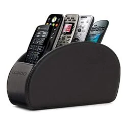 Londo Remote Control Holder With 5 Pockets - Store DVD, Blu-Ray, TV, Roku Or Apple TV Remotes - PU Leather With Suede Lining - Slim, Compact Living Or Bedroom Storage