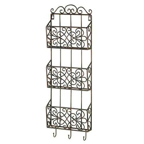 Vintage Charm Triple Wall Rack 10x2.5x29" 1 Vintage Charm Triple Wall Rack 10x2.5x29"