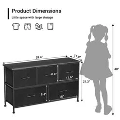 Devoko Dresser For Bedroom With 5 Drawers, Wide Chest Of Drawers With Fabric Bins, Storage Organizer Unit With Steel Frame And Wooden Top For Living Room, Closets, TV Stand,Hallway And Entryway -Songmics Furniture Shop 41EfZVwsgCL