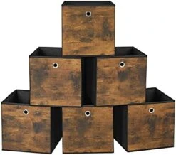 SONGMICS Storage Cubes, Set Of 6 Storage Bins With Handles, Foldable Oxford Fabric And Non-Woven Fabric Storage Boxes, 10.2x10.2x11 Inches, Fit Cube Storage Unit, Rustic Brown And Black URFB126B01 10 SONGMICS Storage Cubes, Set Of 6 Storage Bins With Handles, Foldable Oxford Fabric And Non-Woven Fabric Storage Boxes, 10.2x10.2x11 Inches, Fit Cube Storage Unit, Rustic Brown And Black URFB126B01 -Songmics Furniture Shop 41El8IkopKL. AC