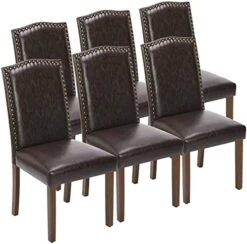 OLIXIS Dining Chairs Set Of 4, Living Room Chairs, Dining Room Chairs, Upholstered Fabric Dining Chairs, Parsons Chairs With Nailhead Trim And Wood Legs, Modern Armless Kitchen Side Chair, Dark Brown -Songmics Furniture Shop 41EmNKiTnL. AC