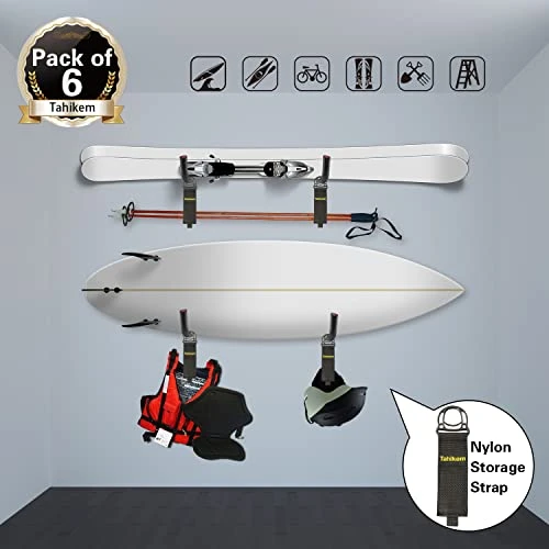 Tahikem 6 Set Garage Hooks Wall Mount, 7 Inch Large Wall Hook, Utility Storage Hook, Extension Cord Hanger, Heavy Duty Garage Hooks, Wall Hooks For Hanging Ladder Mowers Cable Bracket - Black J Hooks 3 Tahikem 6 Set Garage Hooks Wall Mount, 7 Inch Large Wall Hook, Utility Storage Hook, Extension Cord Hanger, Heavy Duty Garage Hooks, Wall Hooks For Hanging Ladder Mowers Cable Bracket - Black J Hooks - Image 3