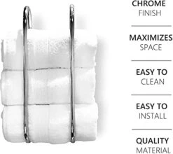 Wall Mounted Towel Rail Bathroom Storage Rail Modern Decorative Metal Wall Mount Towel Rack Organizer For Storage Of Bathroom Towels - Chrome/Steel -Songmics Furniture Shop 41EsODqzORS
