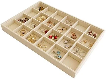 Large Beige Premium Quality Velvet Glasses Box Tray Stackable Practical Trade Show Home Use Jewelry Display Organizer 7 Large Beige Premium Quality Velvet Glasses Box Tray Stackable Practical Trade Show Home Use Jewelry Display Organizer - Image 7