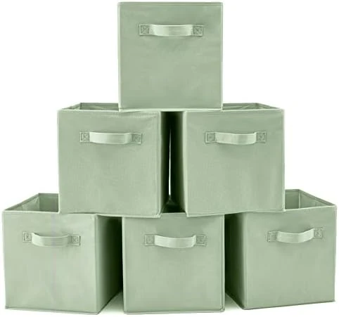 EZOWare Set Of 6 Foldable Fabric Basket Bin Collapsible Storage Cube For Nursery, Toys Organizer, Shelf Cabinet (Purple) 14 EZOWare Set Of 6 Foldable Fabric Basket Bin Collapsible Storage Cube For Nursery, Toys Organizer, Shelf Cabinet (Purple) - Image 14