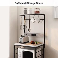 GiftGo Kitchen Bakers Rack With Power Outlet, Coffee Bar Table 4 Tiers, Kitchen Microwave Stand Multifunctional Kitchen Storage Shelf Rack For Spices, Pots And Pans (Grey) -Songmics Furniture Shop 41EwxmeTaHL