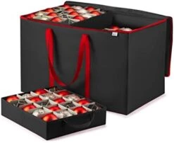 ZOBER Premium Large Carrying Christmas Ornament Storage Box With Clear Lid, 3" Compartment, Contains 10 Trays, Keeps 200 Holiday Ornaments & Xmas Accessories, Tear Proof Made Of 600D Oxford Fabric -Songmics Furniture Shop 41F21OoSs6L. AC