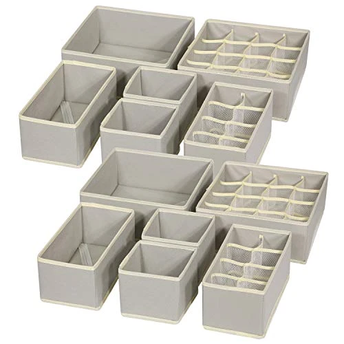 TENABORT 12 Pack Foldable Drawer Organizer Dividers Cloth Storage Box Closet Dresser Organizer Cube Fabric Containers Basket Bins For Underwear Bras Socks Panties Lingeries Nursery Baby Clothes Gray 1 TENABORT 12 Pack Foldable Drawer Organizer Dividers Cloth Storage Box Closet Dresser Organizer Cube Fabric Containers Basket Bins For Underwear Bras Socks Panties Lingeries Nursery Baby Clothes Gray
