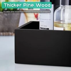 ALELION Black Bathroom Basket - Wooden Toilet Tank Paper Basket With Handle For Organizing - Back Of Toilet Storage Organizer For Bathroom Tank Topper Counter - Black Bathroom Decor Box -Songmics Furniture Shop 41F4AVI3BaL