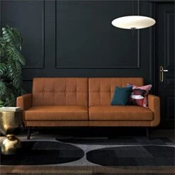 Allora Modern Adjustable Faux Leather Futon Sofa Bed In Camel Tan -Songmics Furniture Shop 41F4QRzIpKL