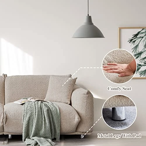 Funkeen Mid Century Modern Sofa Couch Furniture Comfy Lambs Wool Fabric 3 Seat Loveseat Sofa Small Modular Sectional Couch For Living Room Bedroom Apartment Office Small Spaces - Camel 5 Funkeen Mid Century Modern Sofa Couch Furniture Comfy Lambs Wool Fabric 3 Seat Loveseat Sofa Small Modular Sectional Couch For Living Room Bedroom Apartment Office Small Spaces - Camel - Image 5