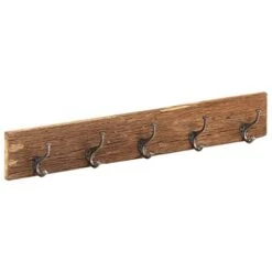 CUMYZO Hall Hanger With 5 Hooks 39.4"x1"x5.9" Solid Reclaimed Wood Brown 4.2kg/9.24Ib