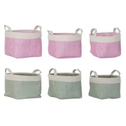 Dkd Home Decor Polyester Basket Set (3 Pieces) (2 Pieces)