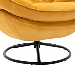 LoLado Velvet Chaise Lounge Indoor Cozy Oversized Swivel Reading Chair With Footrest, Yellow -Songmics Furniture Shop 41FH7dVuBIL