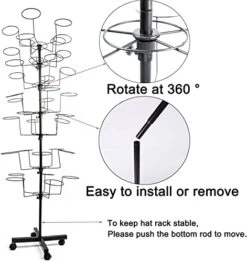 Gdrasuya10 7-Tier Hat Racks Stand Cap Display Stand Metal Rotating Caps Organizer 35 Hats Hanger Adjustable Floor Rack Free Standing Wigs Holder Space Saver(Black) -Songmics Furniture Shop 41FIopJaZhL