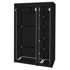 Savins 67" Portable Clothes Closet Wardrobe With Non-Woven Fabric And Hanging Rod Quick And Easy To Assemble Black
