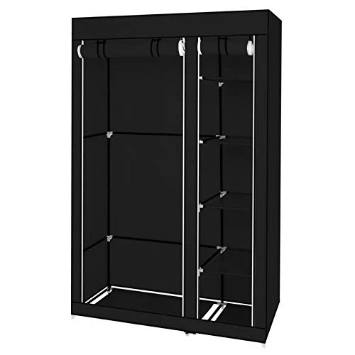 Savins 67" Portable Clothes Closet Wardrobe With Non-Woven Fabric And Hanging Rod Quick And Easy To Assemble Black 1 Savins 67" Portable Clothes Closet Wardrobe With Non-Woven Fabric And Hanging Rod Quick And Easy To Assemble Black