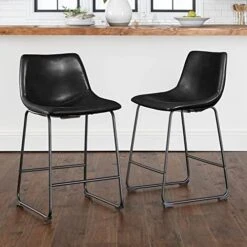 LEMBERI Faux Leather Dining Chairs Set Of 2, 18 Inch Kitchen & Dining Room Chairs,Mid Century Modern Dining Chairs With Backrest And Metal Legs, Comfortable Upholstered Seat Chairs (18,Black) -Songmics Furniture Shop 41FNL45zusL. AC