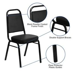 EMMA + OLIVER Trapezoid Back Banquet Chair, Black Vinyl/Black Frame 2.5" Seat -Songmics Furniture Shop 41FOJgILQ2L