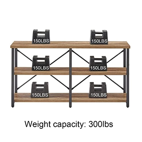 BON AUGURE Rustic Console Table With Shelves Behind Sofa, Industrial 3 Tier Entry Table For Hallway, Farmhouse Entryway Table For Living Room (55 Inch, Vintage Oak) 4 BON AUGURE Rustic Console Table With Shelves Behind Sofa, Industrial 3 Tier Entry Table For Hallway, Farmhouse Entryway Table For Living Room (55 Inch, Vintage Oak) - Image 4