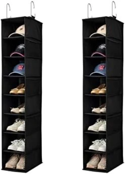 Berdeng Hanging Shoe Organizer For Closet With Side Mesh Pockets,Hat Racks For Baseball Caps,Shoe And Hat Holder & Storage,8-Shelf,Black,1 Pack 21 Berdeng Hanging Shoe Organizer For Closet With Side Mesh Pockets,Hat Racks For Baseball Caps,Shoe And Hat Holder & Storage,8-Shelf,Black,1 Pack -Songmics Furniture Shop 41FPdLFbdML. AC