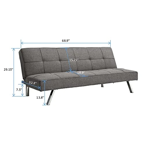 Convertible Folding Sofa Bed, Modern Futon Upholstered Couch Backrest, 3 Angles Adjustable Back For Compact Living Spaces,Apartments Office Dorms 2 Convertible Folding Sofa Bed, Modern Futon Upholstered Couch Backrest, 3 Angles Adjustable Back For Compact Living Spaces,Apartments Office Dorms - Image 2