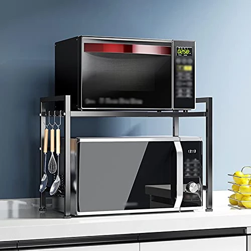 Microwave Oven Rack 2 Tier Extendable Microwave Oven Rack Heavy Duty Microwave Stand Shelf Free Standing Kitchen Countertop Organiser Rack With Hooks Kitchen Storage Rack 5 Microwave Oven Rack 2 Tier Extendable Microwave Oven Rack Heavy Duty Microwave Stand Shelf Free Standing Kitchen Countertop Organiser Rack With Hooks Kitchen Storage Rack - Image 5