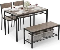 Gizoon Kitchen Table And 2 Chairs For 4 With Bench, 4 Piece Dining Table Set For Small Space, Apartment, Black 13 Gizoon Kitchen Table And 2 Chairs For 4 With Bench, 4 Piece Dining Table Set For Small Space, Apartment, Black -Songmics Furniture Shop 41FVJwGBWL. AC
