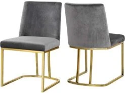 Meridian Furniture Heidi Collection Modern | Contemporary Velvet Upholstered Dining Chair With Polished Gold Metal Frame, Set Of 2, 19" W X 23" D X 32" H, Pink -Songmics Furniture Shop 41FaH0uIHEL. AC