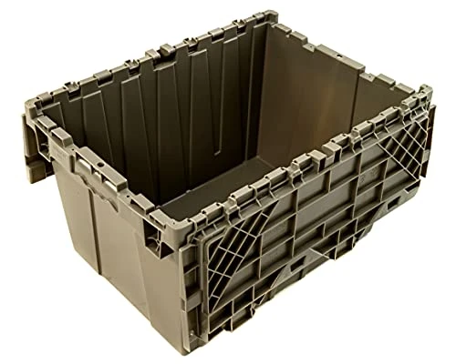 TEJAL 12 Gallon Commercial Flip Top Tote Storage Container (PACK OF 2) Industrial Plastic Storage Tote With Hinged Attached Lid (22.05 In. L X 15.40 In. W X 12.88 In. H) - Grey 5 TEJAL 12 Gallon Commercial Flip Top Tote Storage Container (PACK OF 2) Industrial Plastic Storage Tote With Hinged Attached Lid (22.05 In. L X 15.40 In. W X 12.88 In. H) - Grey - Image 5