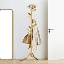 Coat Rack Freestanding Bamboo Coat Tree Rack With 8 Leaf Hooks, 3-Size Height Adjustable For Adults & Kids, Clothes Hanger Stand For Jacket, Hat, Entryway/Hallway/Corner/Bedroom, Natural 13 Coat Rack Freestanding Bamboo Coat Tree Rack With 8 Leaf Hooks, 3-Size Height Adjustable For Adults & Kids, Clothes Hanger Stand For Jacket, Hat, Entryway/Hallway/Corner/Bedroom, Natural -Songmics Furniture Shop 41FdRaTk42L