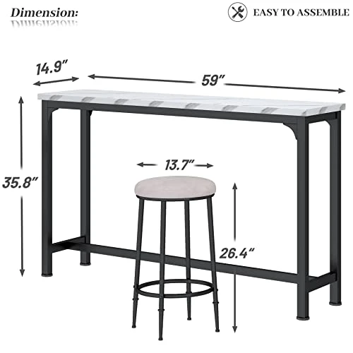 JOSMORE 4 Piece Bar Table And Chairs Set, Bar Table Set Of 3, Pub Height Table With 3 Round Stools, Industrial Dining Table Sets For Kitchen And Living Room 2 JOSMORE 4 Piece Bar Table And Chairs Set, Bar Table Set Of 3, Pub Height Table With 3 Round Stools, Industrial Dining Table Sets For Kitchen And Living Room - Image 2