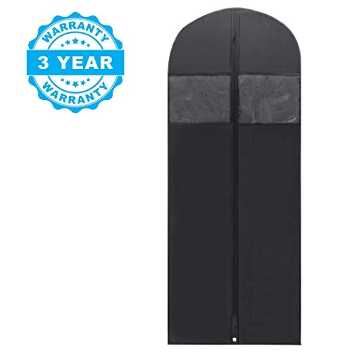 Plixio 60” Black Garment Bags For Hanging Clothes, Men Suit Bag For Travel And Clothing Closet Storage Of Women Dress, Shirts, Coats, Suit Cover - Includes Zipper And Transparent Window (Black - 6 Pack: 60") 3 Plixio 60” Black Garment Bags For Hanging Clothes, Men Suit Bag For Travel And Clothing Closet Storage Of Women Dress, Shirts, Coats, Suit Cover - Includes Zipper And Transparent Window (Black - 6 Pack: 60") - Image 3