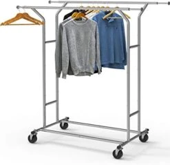 Simple Houseware Heavy Duty Double Rail Clothing Garment Rack, Chrome -Songmics Furniture Shop 41FlBsvGQmL. AC