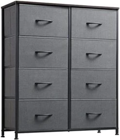 Somdot Dresser For Bedroom With 8 Drawers, 4-Tier Wide Storage Chest Of Drawers With Removable Fabric Bins For Closet Nursery Bedside Living Room Laundry Entryway Hallway, Black/Rustic Brown -Songmics Furniture Shop 41FlMUyPIZL. AC