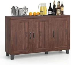 Giantex Buffet Cabinet Kitchen Storage Cupboard - 3 Door Sideboard With Adjustable Shelves, Cable Management Holes, Anti-Tipping Kits, Coffee Bar Console Cabinet For Living Room (Brown) -Songmics Furniture Shop 41FlUQIxWAL. AC
