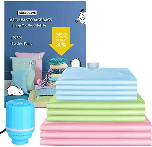 Vacuum Storage Bag With Electric Pump,10-Pack Space Saving Bag,Vacuum Compression Bag For Travel And Home For Quilts,Blankets,Clothes,Pillows. (Blue Pump) 8 Vacuum Storage Bag With Electric Pump,10-Pack Space Saving Bag,Vacuum Compression Bag For Travel And Home For Quilts,Blankets,Clothes,Pillows. (Blue Pump) - Image 8