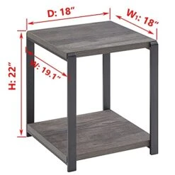 EXCEFUR End Table With Storage Shelf,Vintage Side Table For Living Room,Rustic Wood And Metal Nightstand For Bedroom,Grey 9 EXCEFUR End Table With Storage Shelf,Vintage Side Table For Living Room,Rustic Wood And Metal Nightstand For Bedroom,Grey -Songmics Furniture Shop 41FqKRuaUpS