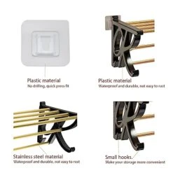 YZMLOL 20 Inch Bathroom Towel Rack,Self Adhesive Towel Rack-Stainless Steel Brushed Gold Towel Rack Bar, Bathroom Towel Rack Wall Mounted Suitable For Bathroom, Bedroom And Other Spaces. -Songmics Furniture Shop 41Fqz0489SL