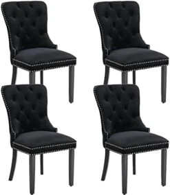 HNY Velvet Upholstered Dining Chairs, Set Of 6 Dining Room Tufted Chair, Modern Button Tufted Armless Chairs With Nailhead Trim And Back Ring Pull(Navy Blue) -Songmics Furniture Shop 41FuZBZoA1L. AC
