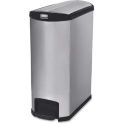 Rubbermaid Commercial Products Slim Jim Front Step-On Trash Can, Stainless Steel, 24 Gallon, Black, Indoor/Outdoor Waste Container For Office/Hospital/Mall/Kitchen -Songmics Furniture Shop 41FvKfXzvVL