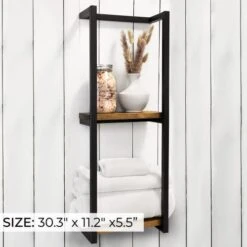 Stylish Bathroom Towel Storage Rack With Wooden Shelves – Modern & Space Saving Organizer For Wall Mount That Easily Holds 8 Large Towels - The Perfect Towel Holder To Enhance Your Bathroom Decor 9 Stylish Bathroom Towel Storage Rack With Wooden Shelves – Modern & Space Saving Organizer For Wall Mount That Easily Holds 8 Large Towels - The Perfect Towel Holder To Enhance Your Bathroom Decor -Songmics Furniture Shop 41Fwuo6a6lL