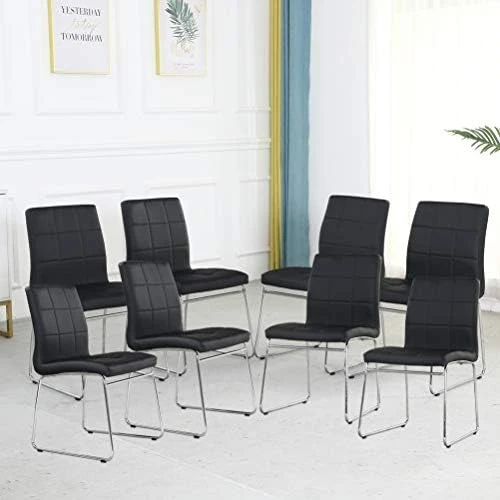 Modern Faux Leather Dining Chairs Indoor Use, Comfortable Kitchen Chairs With Chrome Legs For Kitchen, Living, Bedroom, Waiting Room Chairs, Dining Room Side Chairs Set Of 2 (Gray) 13 Modern Faux Leather Dining Chairs Indoor Use, Comfortable Kitchen Chairs With Chrome Legs For Kitchen, Living, Bedroom, Waiting Room Chairs, Dining Room Side Chairs Set Of 2 (Gray) - Image 13