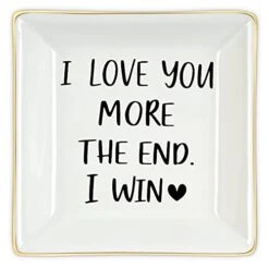 Gifts For Women Girlfriend Wife Couple Ring Holder I Love You More The End I Win Ring Dish Ceramic Jewelry Tray Best Gifts For Lover Couples Girlfriend Fiancee At Valentine's Day Anniversary Birthday Christmas Day