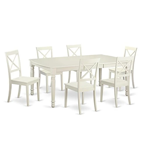 East West Furniture DOBO7-LWH-W, 7 Pieces 1 East West Furniture DOBO7-LWH-W, 7 Pieces