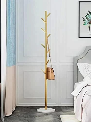 Holcmic Metal Coat Rack Bracket Finish Stable Marble Round Base With High-end Hooks Freestanding Metal Tree Hats Easy To Assemble (Gold Stainless Steel) 4 Holcmic Metal Coat Rack Bracket Finish Stable Marble Round Base With High-end Hooks Freestanding Metal Tree Hats Easy To Assemble (Gold Stainless Steel) - Image 4