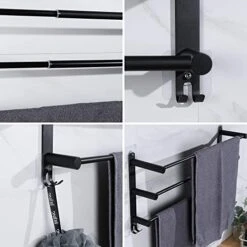 Towel Bars Freely Retractable 20-30 Inche Stainless Steel 304 Bath Towel Rack Strong 3M Adhesive Bathroom Wall-mounting Free Mounting Hole-Installing Washroom Kitchen Space Saving Black-3 Bars 15 Towel Bars Freely Retractable 20-30 Inche Stainless Steel 304 Bath Towel Rack Strong 3M Adhesive Bathroom Wall-mounting Free Mounting Hole-Installing Washroom Kitchen Space Saving Black-3 Bars -Songmics Furniture Shop 41G1WOMPJOL